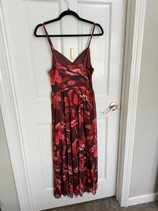 NWT Pretty Garden Brown Floral Maxi Dress with Spaghetti Straps Size M - Picture 5 of 6